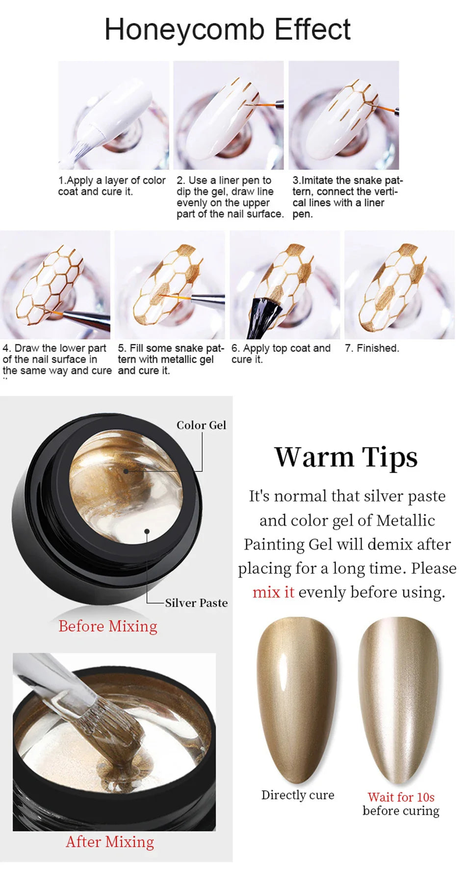 BORN PRETTY Metallic Painting Gel Gold Silver Mirror Effect Nail Polish Super Bright Drawing Line French Nail UV Painting Varnis Lootquake LLC
