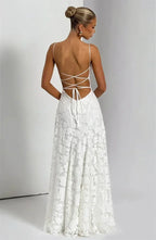 Mozision Spaghetti Strap Backless Sexy Maxi Dress Women Gown Fashion Off-shoulder Sleeveless Lace-up Evening Club Party Dress