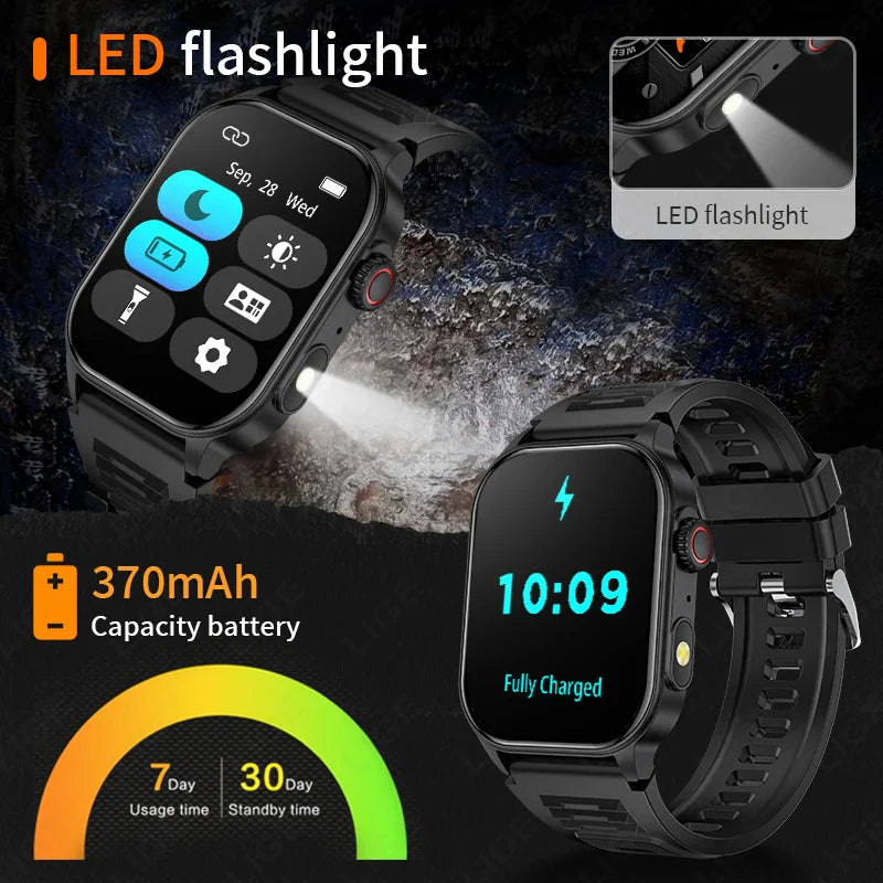 LIGE FlashSmart: 2 HD, AI, Sports & Health Tracker THRIXINE