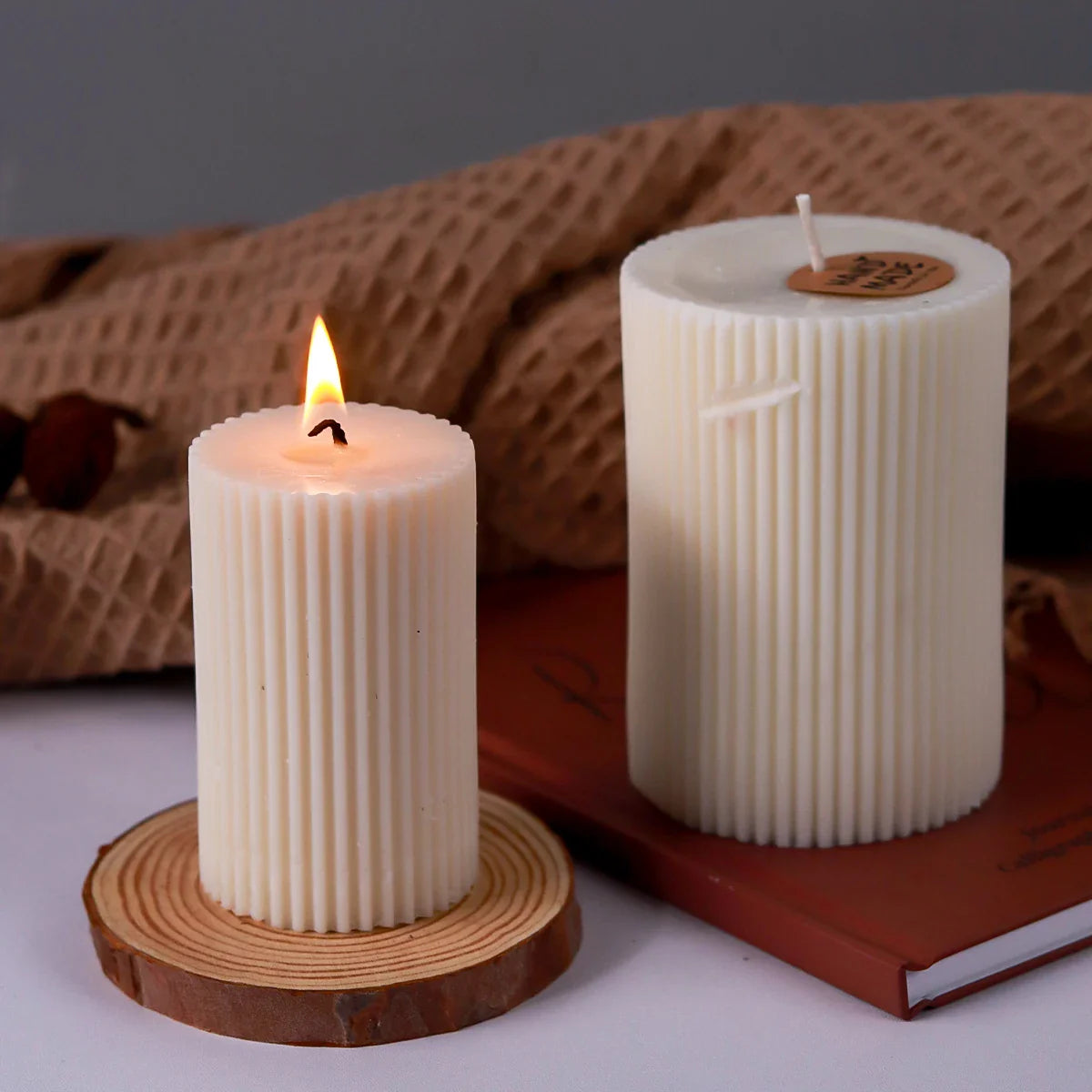 Striped Cylindrical Candle Silicone Mold Handmade Scented Candle Making Wax Mould DIY Crystal Epoxy Resin Craft Molds Home Decor Lootquake LLC