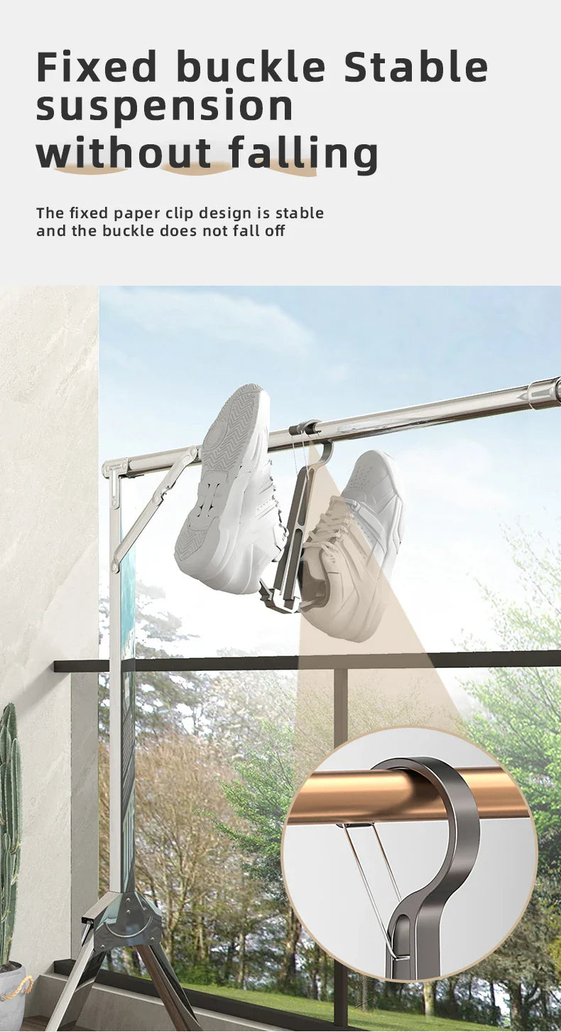 Household Shoes Drying Rack Balcony Foldable Shoe Hanger Clothing Hook Sneaker Rack Home Storage Lundary Tools Lootquake LLC