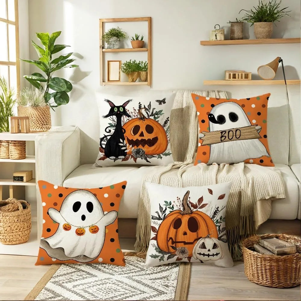 Halloween Pillowcases: Cat, Ghost, and Pumpkin Themed Decor! Sofa cushion cover, holiday party decoration, gift Lootquake LLC