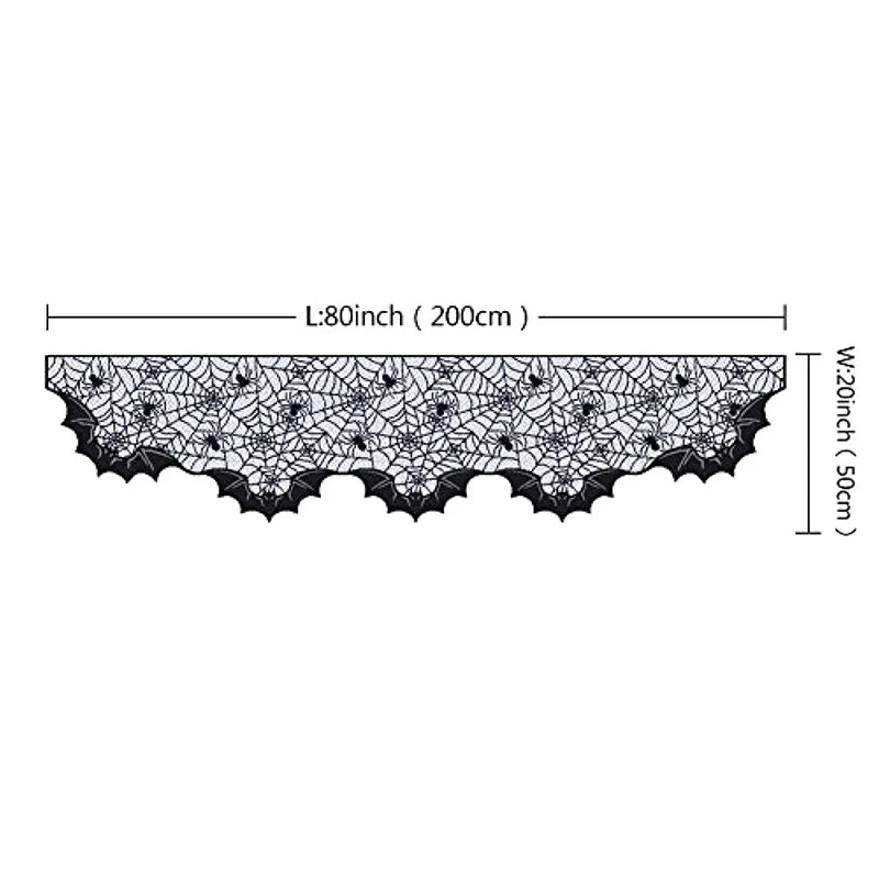 Halloween Decoration Lace Spider Web Skeleton Skull Tablecloth Black Fireplace Mantel Scarf Event Party Decoration Supplies Lootquake LLC