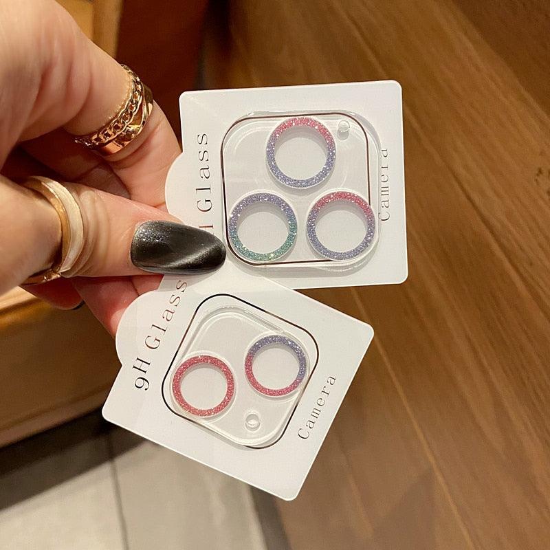 Glitter Full Cover Camera Lens Protector on For iPhone 12 13 11 Pro Max Mini 9H Tempered Glass Cover iPhone11 Camera Sticker Cap Lens Ring Cover Stevvex