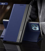 Green Elegant Magnetic Flip Case For iPhone 14 Pro Max 12 13 Mini Luxury Wallet Stand Cover Phone Magnetic Thin Slim Flip Leather Magnetic Closure Case Cover For iphone