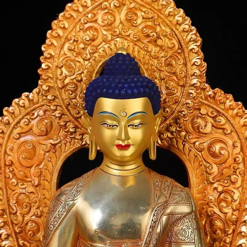 Amitabha Buddha Statue Buddhist Item,Backlight Brass Exquisite Nepal Tantric Altars Home Decorative Amitabha Buddha Figurine Lootquake LLC