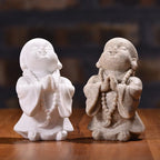 Smile Baby Monk Statue Buddha Sculpture Meditation Sitting Buddha Thailand Fengshui Buddha Figurines for Decor Nature Sandstone Lootquake LLC