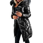 Stylish Women’s Mid-Length Parka with Fur Collar Pi-Mart