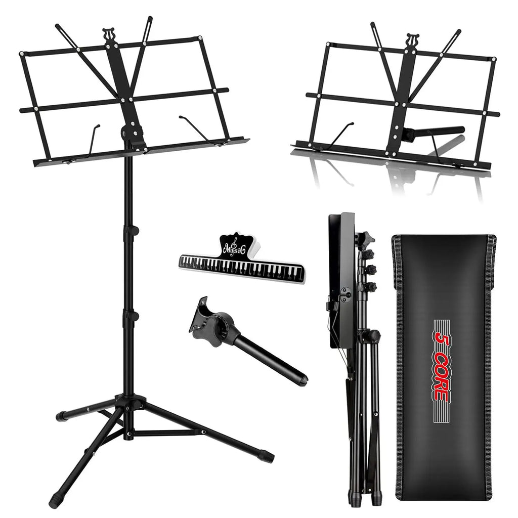All Metal Portable Sheet Music Holder Stand Adjustable Desktop Book Stands Foldable Bookstand-MUS FLD BLK Lootquake LLC