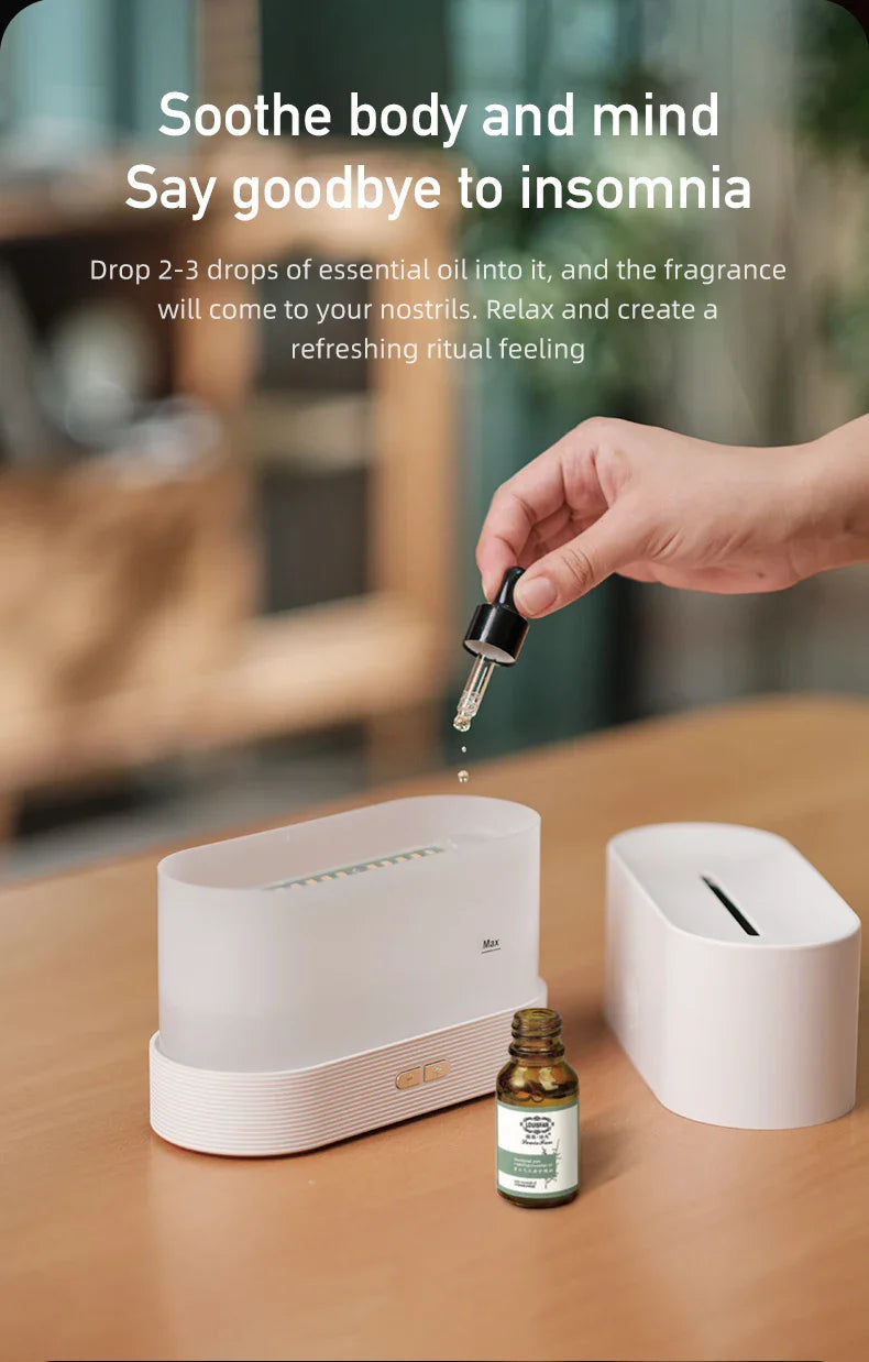 Aroma Diffuser Air Humidifier Ultrasonic Cool Mist Maker With LED Lighting Simulation Colorful Flame Fragrance Machine Lootquake LLC