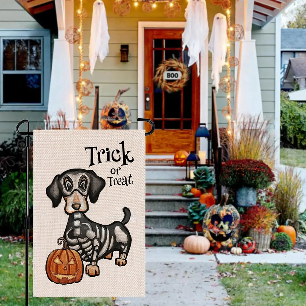 Halloween Garden Decor Flag Cartoon Pumpkin Ghost Skull Pattern Decorative Flag For Indoor Outdoor 2025 Halloween Party Decors Lootquake LLC