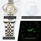 Women's Gold Stainless Steel Watch 33mm Luminous Date