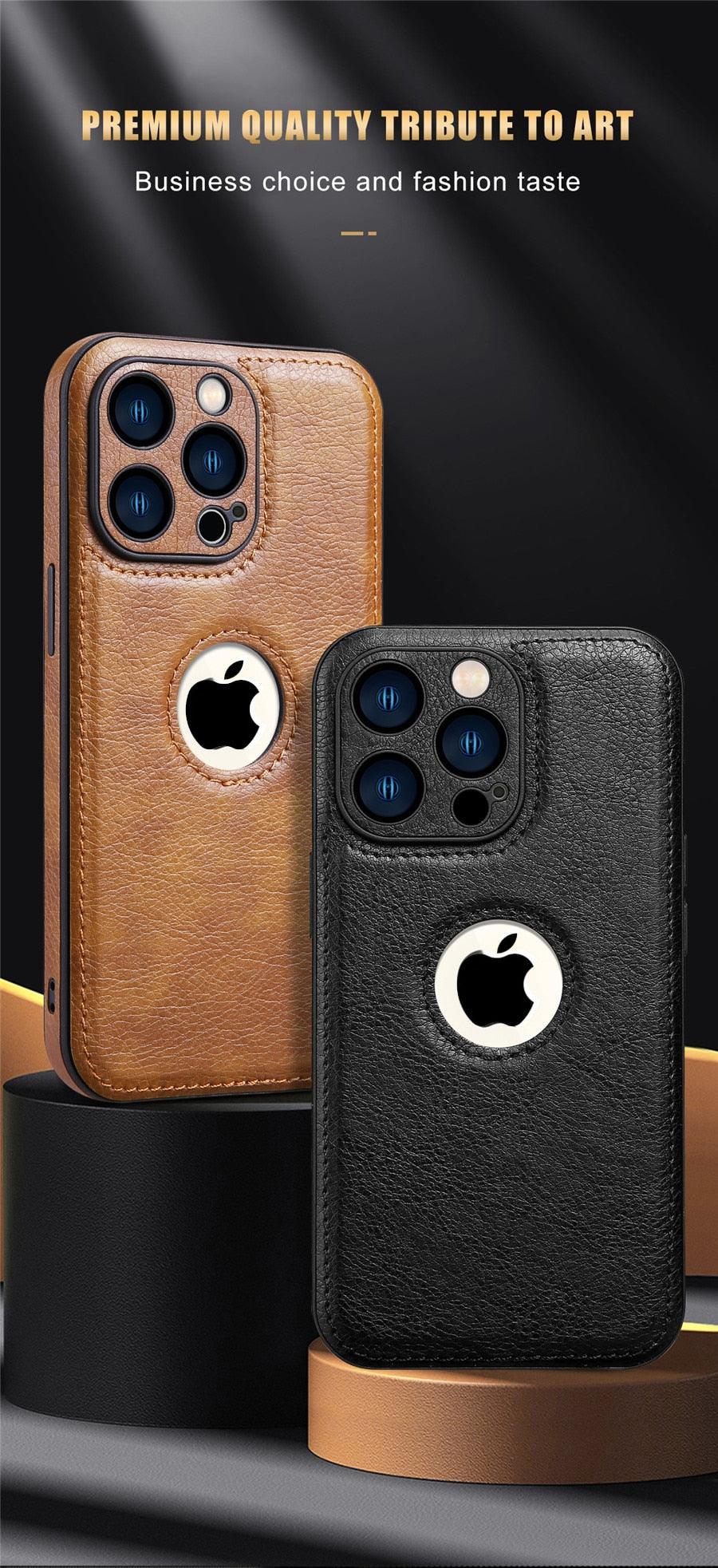 Luxury Leather Case for iPhone 14 13 12 11 Pro MAX XS XR 7 8 Plus Classic Silicone Phone Cover  Leather Case Thin Flexible Soft Grip Luxury PU Leather Cover for Men Durable Anti-Scratch Full Phone Cases Stevvex