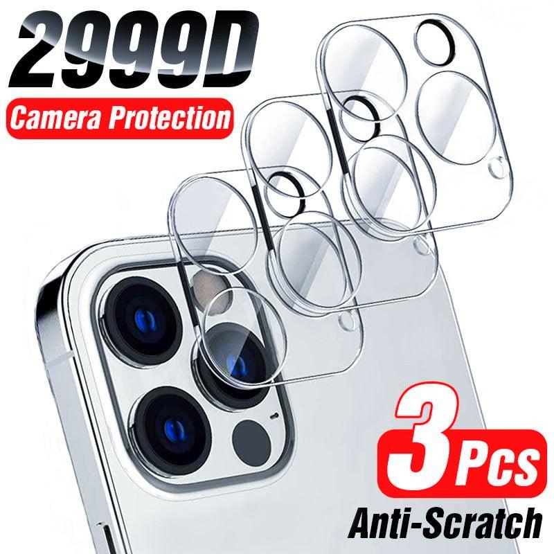 3pcs Camera Glass For Iphone 13 12 11 Pro Max Lens Protector Iphone 13 12 11 Mini Xs Max 8 7 6 6s Plus X Xr Se 2020 Glass Ultra Thin Transparent Camera Lens Cover Black Ring HD Clear Scratch Resistant Stevvex