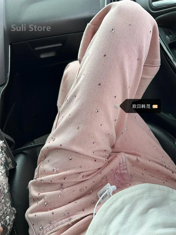 2024 New Spring Summer All-match Casual Harem Pants High Waist Stretch Slim Denim Pants Hot Drilling Casual Ankle-length Jeans Lootquake LLC