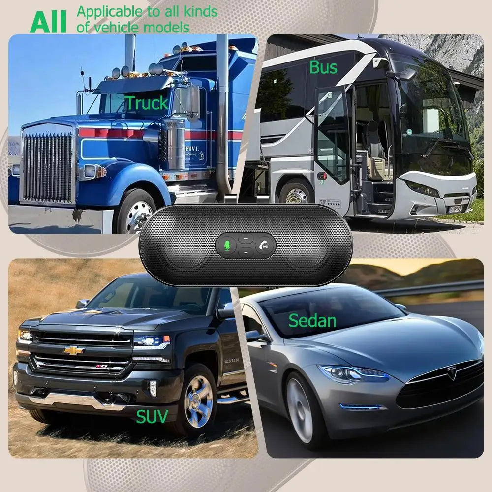 Bluetooth 5.4 Speaker Handsfree Car Kit Sun Visor Clip Wireless Audio Receiver Speakerphone Loud Music Player Dual Microphone Lootquake LLC