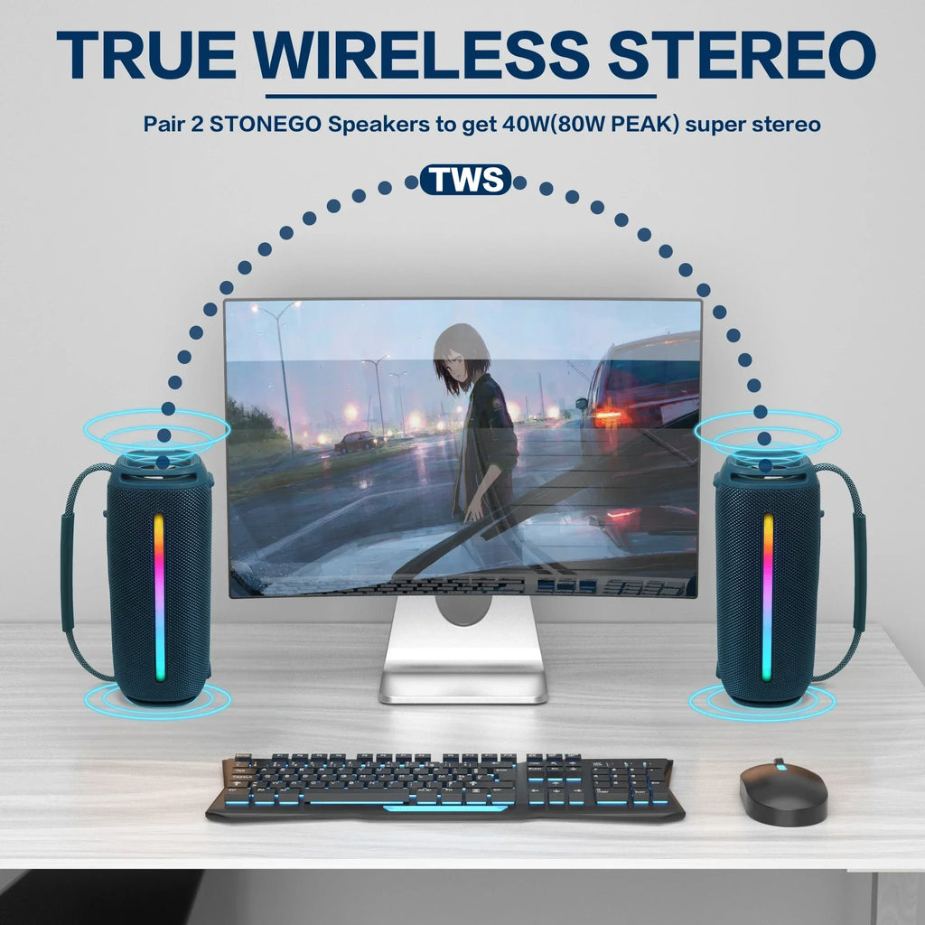 Outdoor Portable Bluetooth 53 Wireless Speaker IPX6 Waterproof High Power Audio RGB Lantern Subwoofer Lootquake LLC