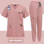Unisex Surgical Nurse Medical Scrubs Set Top + Pants