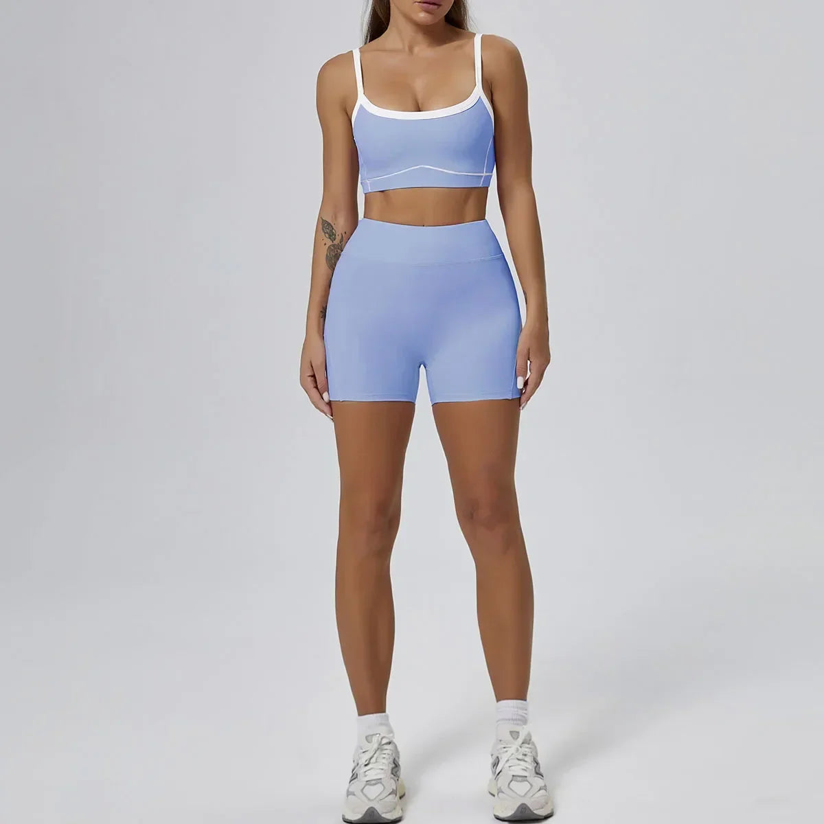 FlareLift Yoga Set: High-Waist Pants & Backless Bra THRIXINE