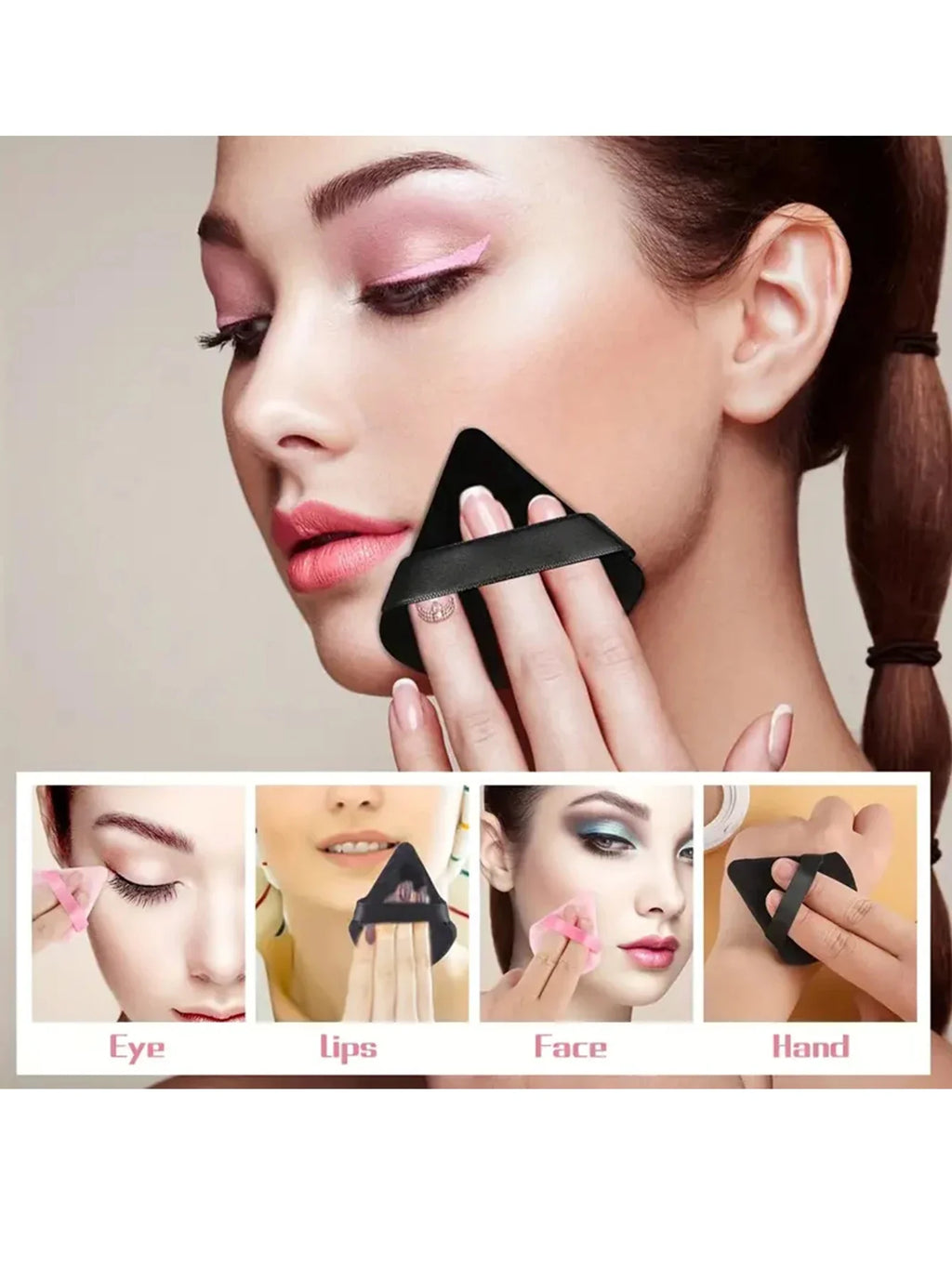 50Pcs Mixing colors randomly Triangle Powder Puff For Loose Powder Liquid Cosmetic Soft Plush Powder Puff Makeup Foundation Puff