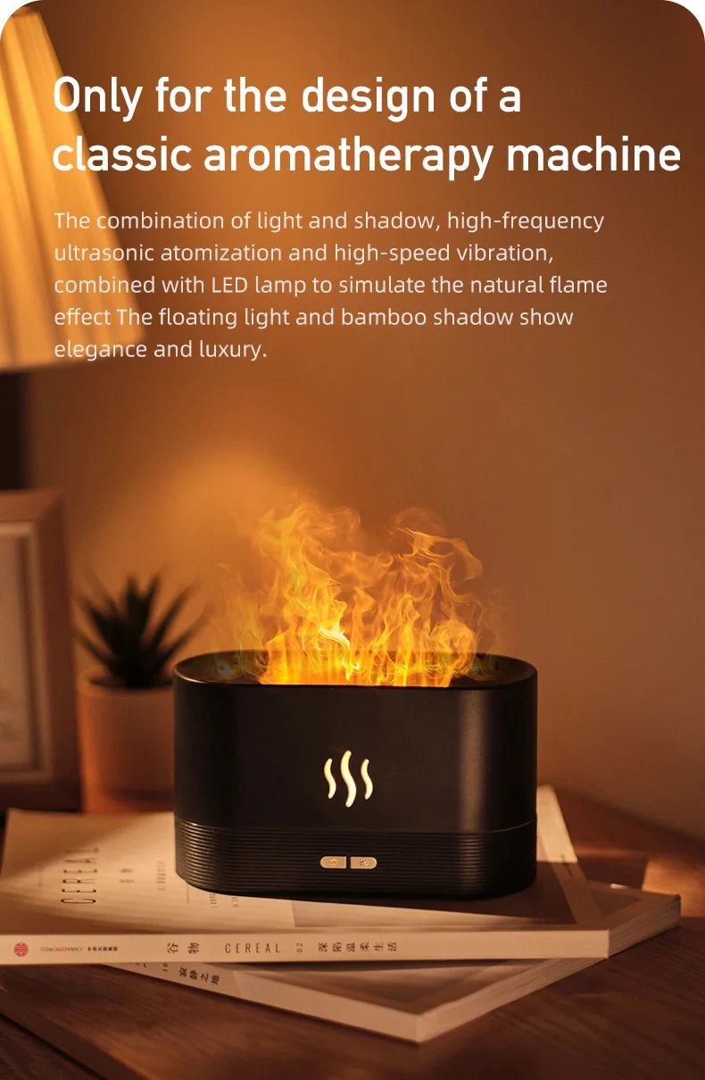 Aroma Diffuser Air Humidifier Ultrasonic Cool Mist Maker With LED Lighting Simulation Colorful Flame Fragrance Machine Lootquake LLC