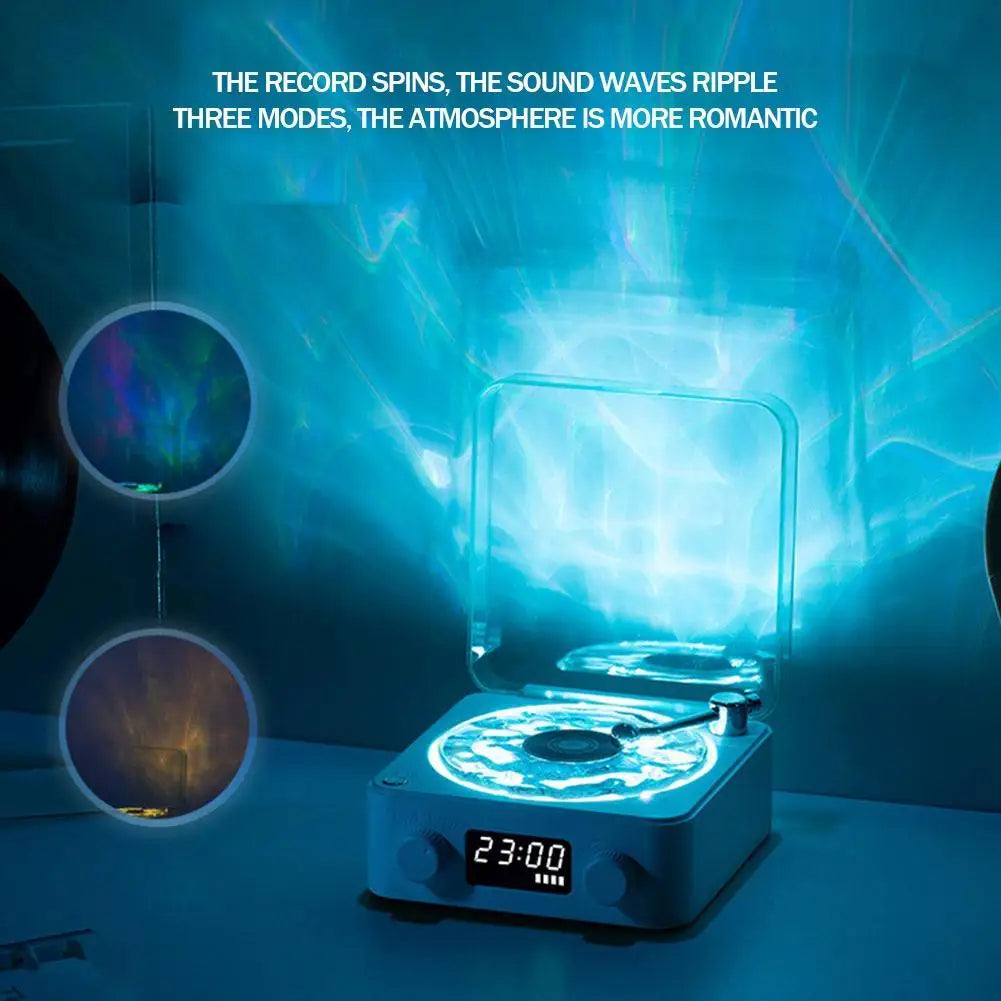 Turntable Bluetooth Speaker With LED Ocean Clock,Hi-Fi Mood Light Audio System For Home Decor & Birthday Gifts Lootquake LLC