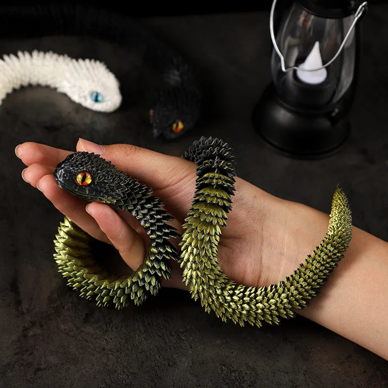 Snake Sculpture Articulated Snake Decor Articulated Animals Figurine with Movable Joints 3D Printed Model Home Desktop Ornament Lootquake LLC