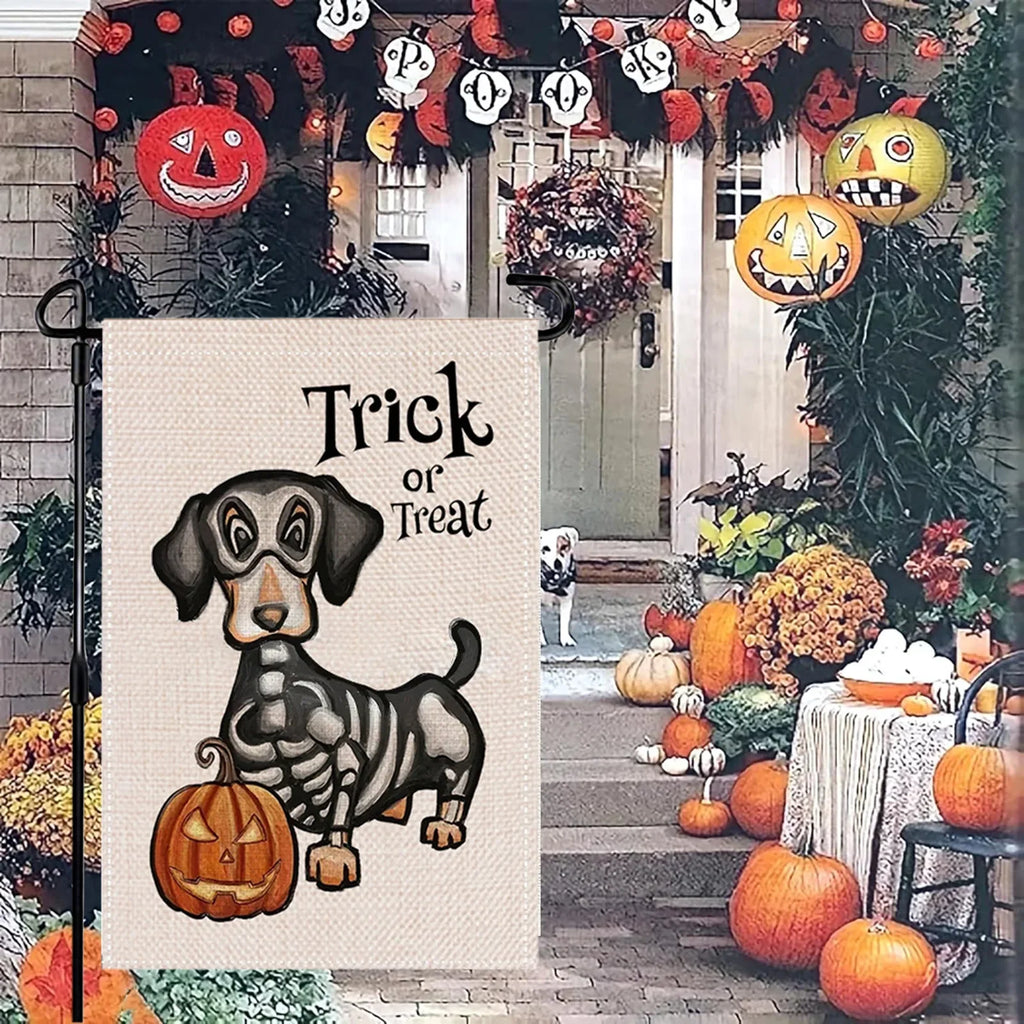 Halloween Garden Decor Flag Cartoon Pumpkin Ghost Skull Pattern Decorative Flag For Indoor Outdoor 2025 Halloween Party Decors Lootquake LLC