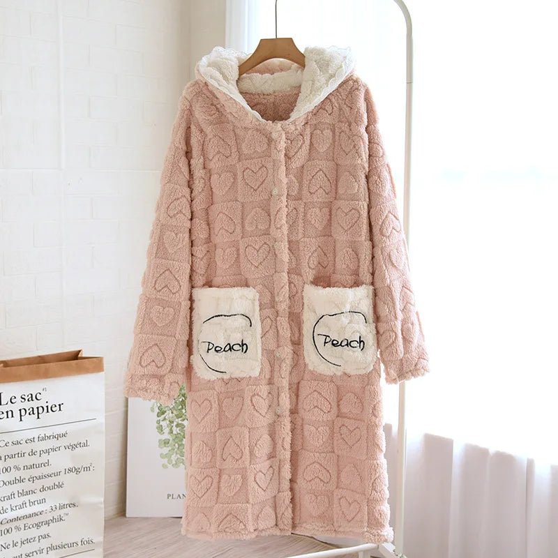 Autumn Winter Sleepwear For Sleeping Warm Hooded Robe Women Pajamas Bathrobe Woman Clothing Pijama Mujer Flannel Pyjama New Hot Lootquake LLC