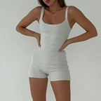 Ribbed U-Neck Bodycon Yoga Romper for Women THRIXINE
