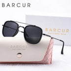 BARCUR Cool Oval Double Beam Fashion Sunglasses for Women & Men Polarized Sunshade UV400 Protection Trendy Outdoor Eyewear with Exclusive White Brand Gift Box for Summer