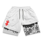 Berserk Skull Print 2 in 1 Running Workout Shorts