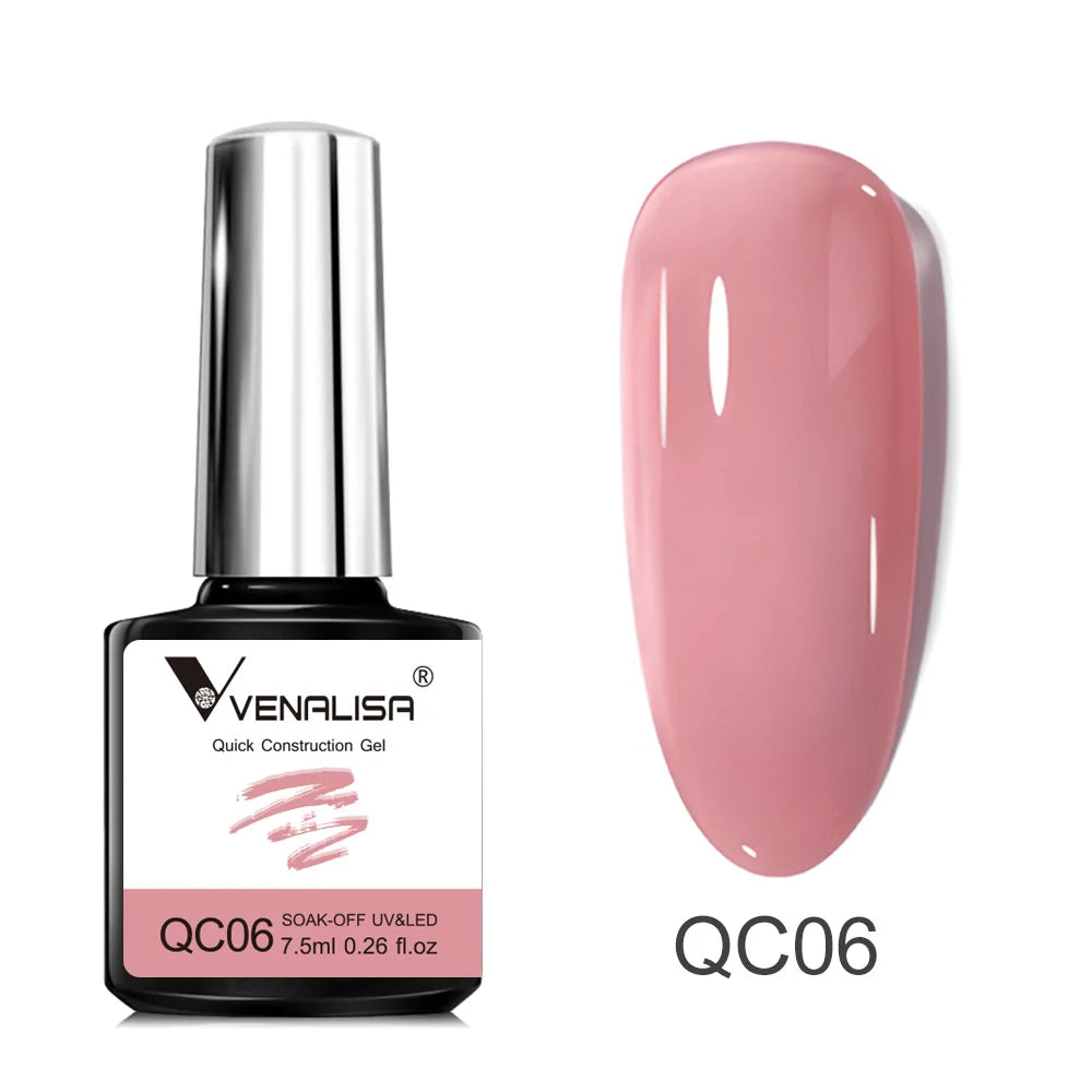VENALISA 7.5ml Quick Construction Gel Semi Transparent Jelly Color Nail Gel Polish Strengthener Soak Off UV LED Nude Pink Gel Lootquake LLC