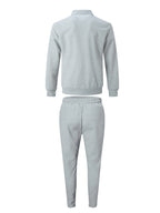 Men's Slim Fit Jacket with Zipper Pocket, Long Sleeved Sportswear, Cardigan Jacket Set, Long Pants, Elegant, two-Piece Set