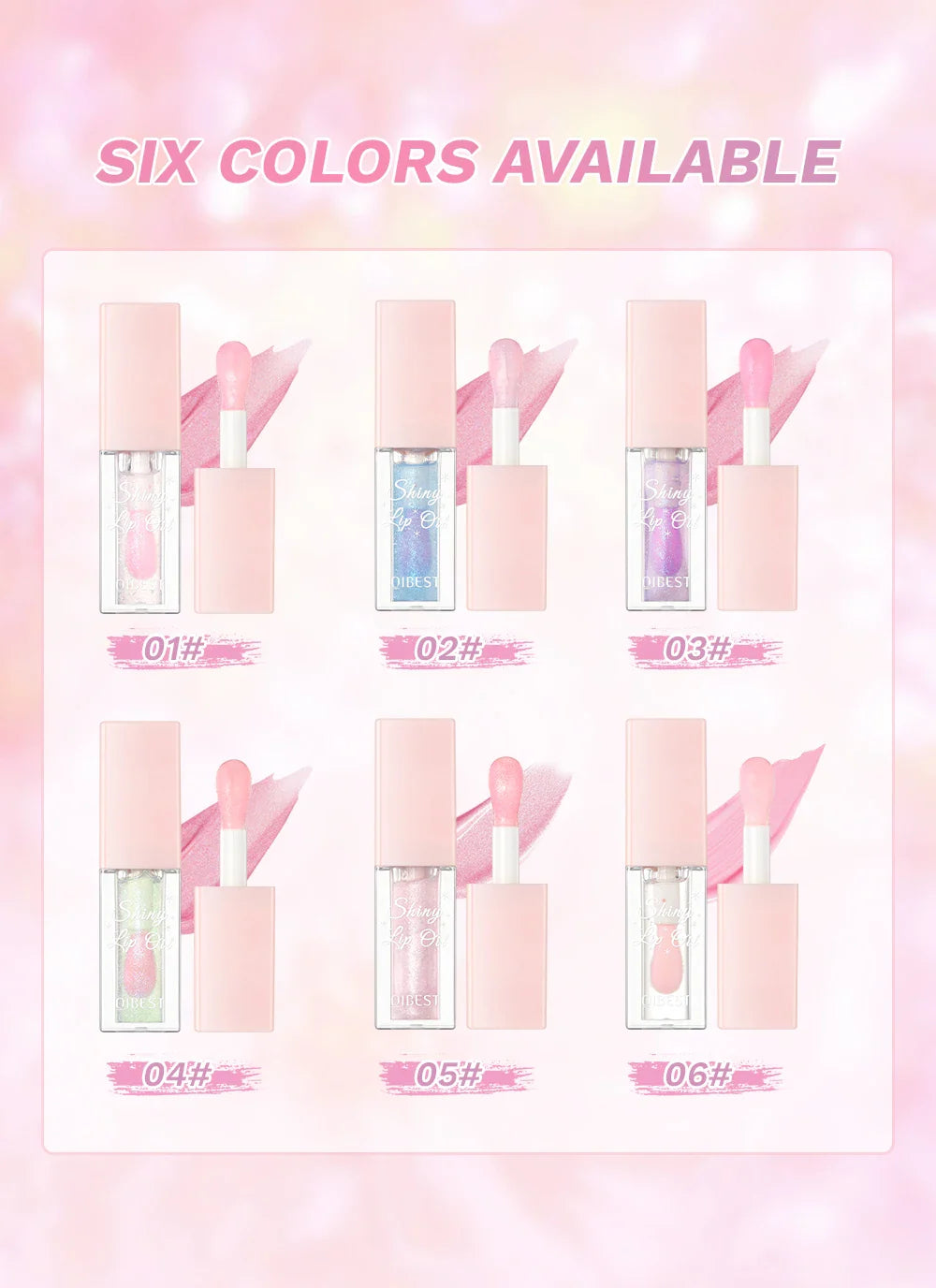 Pearlescent Pink Glitter Lip Oil Lustrous Color Changing Lip Gloss Moisturizing Makeup Lip Balm Mirror Glass Lip Glaze Cosmetics