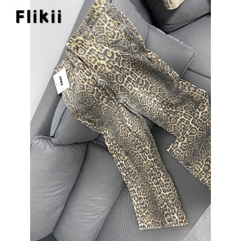 American Retro Leopard High Waist Baggy Jeans Women's Casual Pockets Hip-hop Pants 2024 Spring Y2K Oversiz Panther Denim Trouser Lootquake LLC