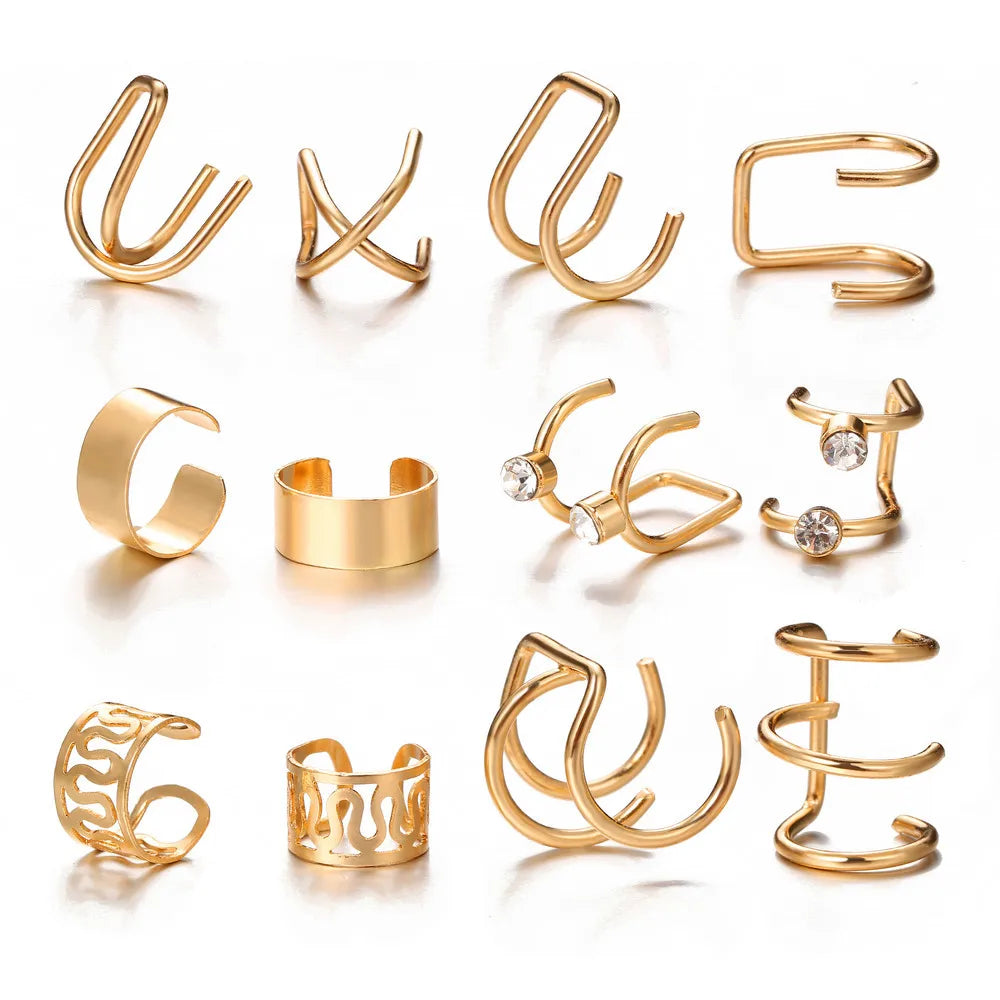 LATS Gold Color Leaves Ear Cuffs, Black Non-Piercing Ear Clip Earrings for Women & Men Lootquake LLC
