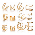 LATS Gold Color Leaves Ear Cuffs, Black Non-Piercing Ear Clip Earrings for Women & Men Lootquake LLC