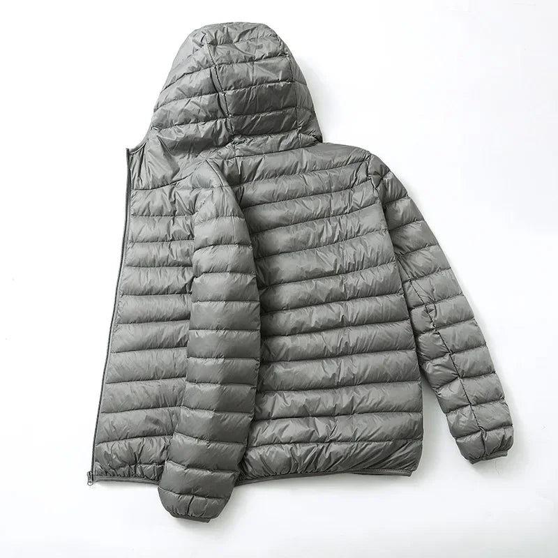 Lightweight Down Cotton Coat Men's Winter Cropped Jacket Stand Collar Hooded Outerwear