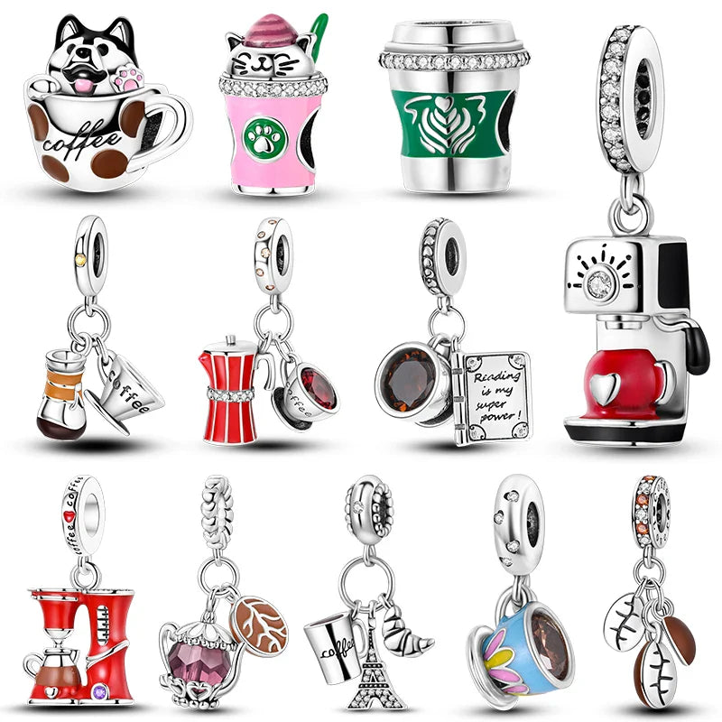 Coffee Cup Charms 925 Silver Beads For Woman Fit Original Bracelet Making Fashion Jewelry Lootquake LLC