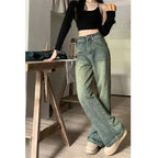 Vintage 90S Baggy Straight Denim Trousers Female Y2K High Waist Loose Wide Leg Jeans Women Streetwear All-Match Casual Pants New Lootquake LLC