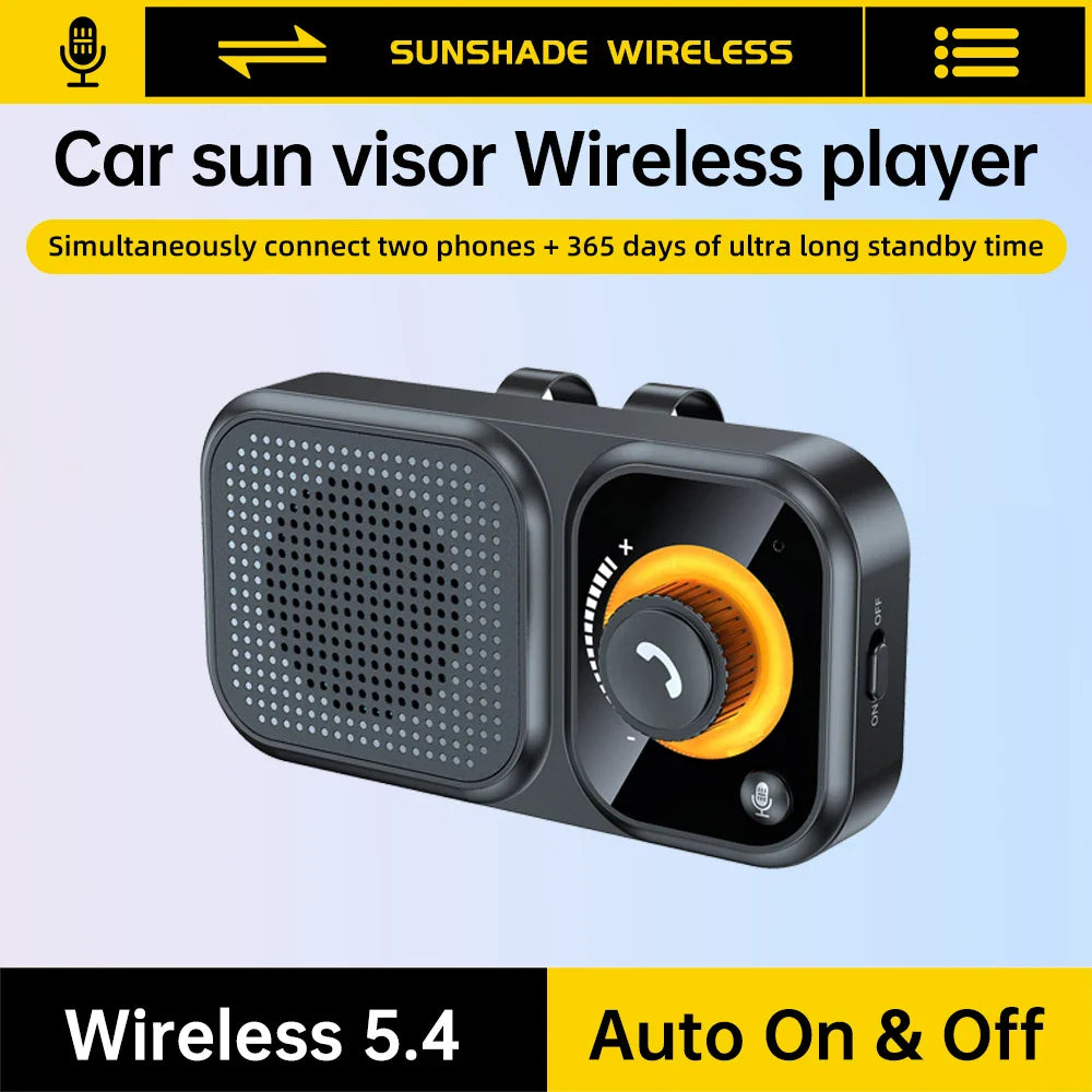 Bluetooth 5.4 Speaker Handsfree Car Kit Sun Visor Clip Wireless Audio Receiver Speakerphone Wireless Stereo MP3 Music Player Lootquake LLC
