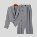 INCERUN 2023 Men Sets Solid Color Autumn Lapel Long Sleeve Irregular Blazer & Pants 2PCS Streetwear Fashion Men's Casual Suits Lootquake LLC
