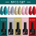 LILYCUTE 5Pcs/Set 7ML Red Brown Nail Gel DIY Nail Art Semi Permanent UV Gel Polish Long Lasting Design Manicure Kit Supplies Lootquake LLC