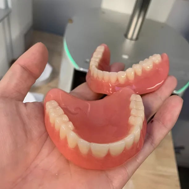 Silicone Full Dentures Natural Upper Lower False Tooth Set Portable Comfort Braces Oral Care for Men Women