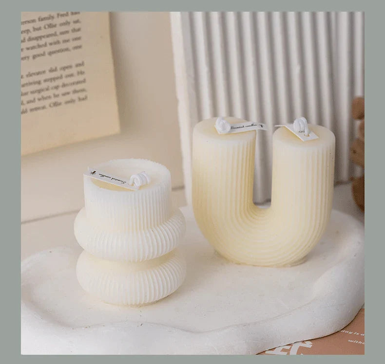 U Shaped Candle Scented Candles Ribbed Aesthetic Home Decorative Candles Smokeless Personalized Candles Guest Gift Lot Lootquake LLC