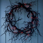 Halloween Wreath Black Branch Garland with LED Light Horror Party Haunted Festival Branch Wreath Hanging Room Halloween Decor Lootquake LLC