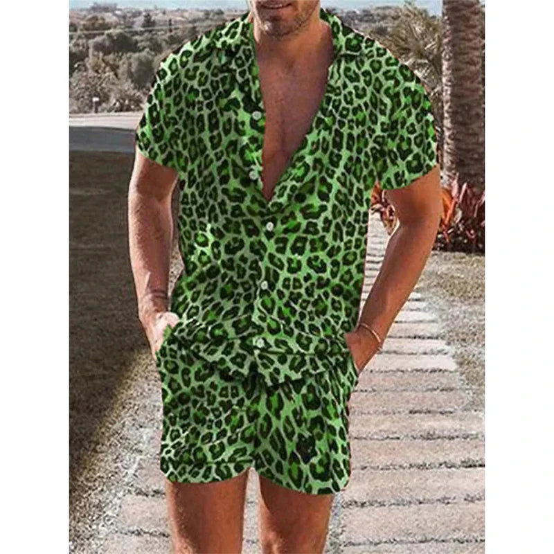 Leopard Print Shirt For Men Short Sleeve Male T-shirt Tops Summer Casual All-match Hawaiian Beach Shirts Mens Plus Size Tees Lootquake LLC