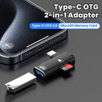 High-Speed 3 in 1 USB 3.0 Type C to TF Card Reader Adapter Memory Card OTG Reader for iPhone 15/16 Huawei PC Laptop