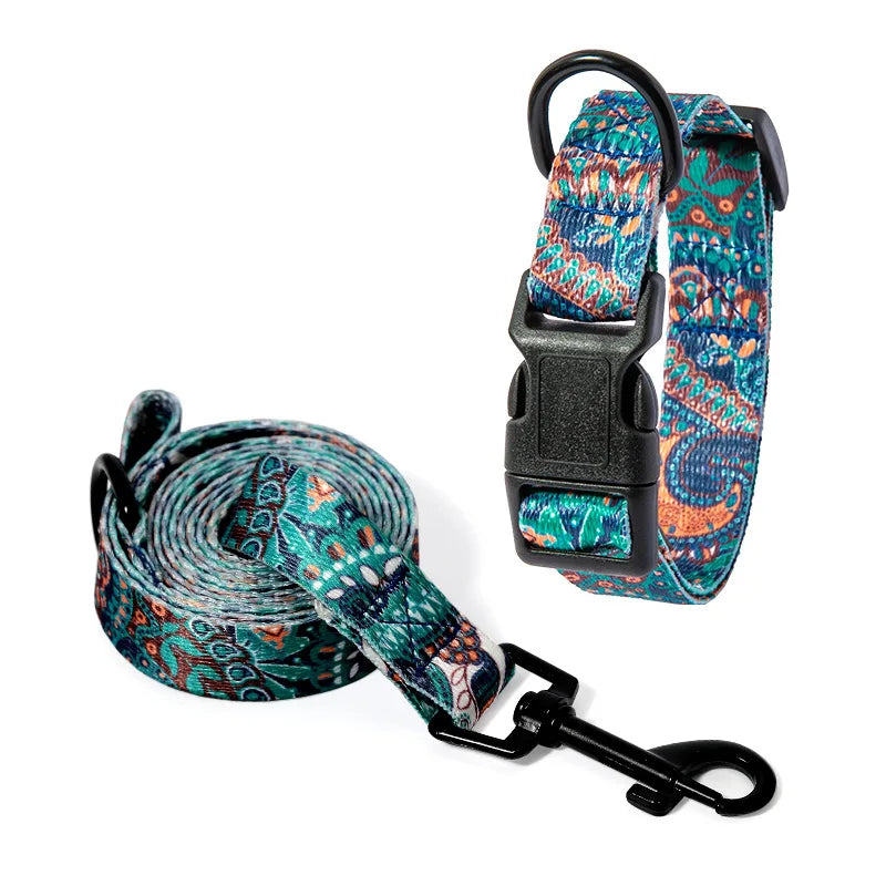 Pet Collar and Leash Set for Small Medium Large Dog Walking Collars Bohemia Style Puppy Cat Collar Pet Supplies Buldog Chihuahua Lootquake LLC